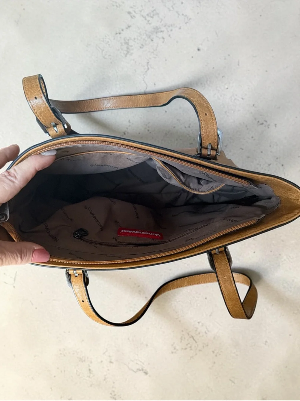 Montana West Cognac Faux Leather Satchel with Adjustable Straps